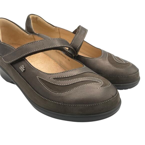 Finn Comfort Glendale Brown Leather Mary Jane Shock Absorber Comfort Shoes - Picture 9 of 13